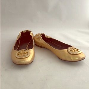 Tory Burch gold reva flats (size 7)